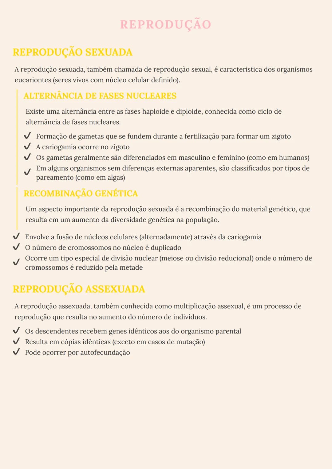# REPRODUÇÃO

# REPRODUÇÃO SEXUADA

A reprodução sexuada, também chamada de reprodução sexual, é característica dos organismos
eucariontes (