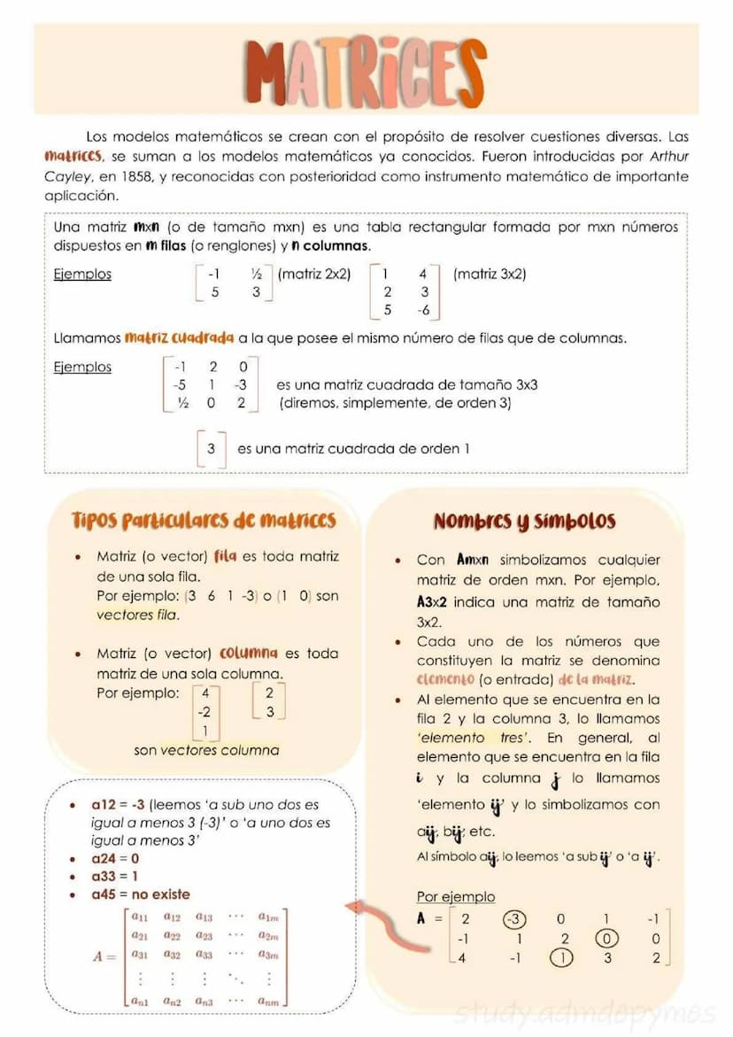 MATRICES
Los modelos matemáticos se crean con el propósito de resolver cuestiones diversas. Las
matrices, se suman a los modelos matemáticos