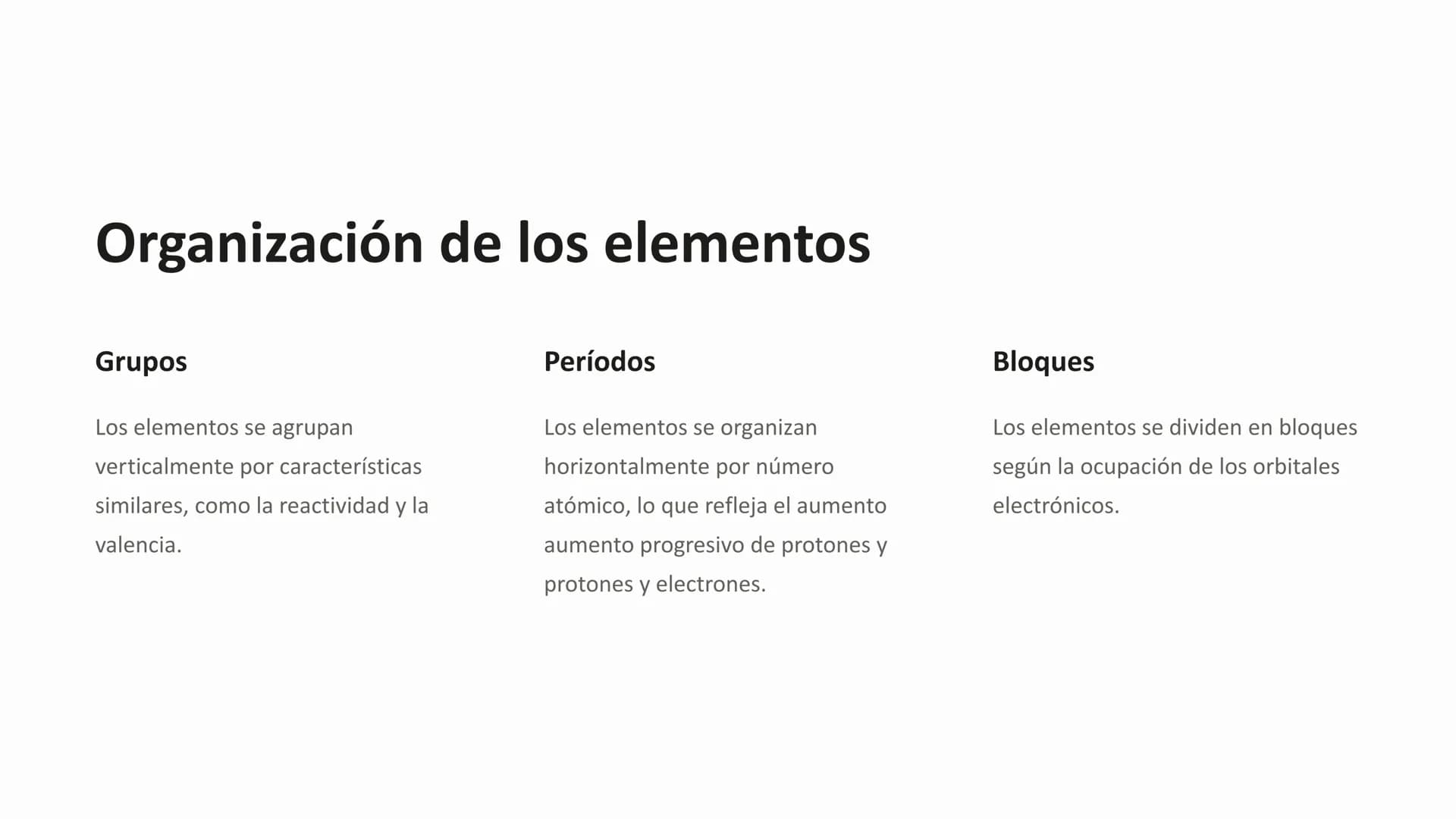 la tabla periódica
La tabla periódica es una representación organizada de los elementos
químicos, ordenados por sus propiedades atómicas. Es