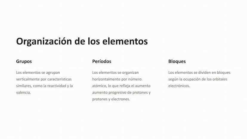la tabla periódica
La tabla periódica es una representación organizada de los elementos
químicos, ordenados por sus propiedades atómicas. Es