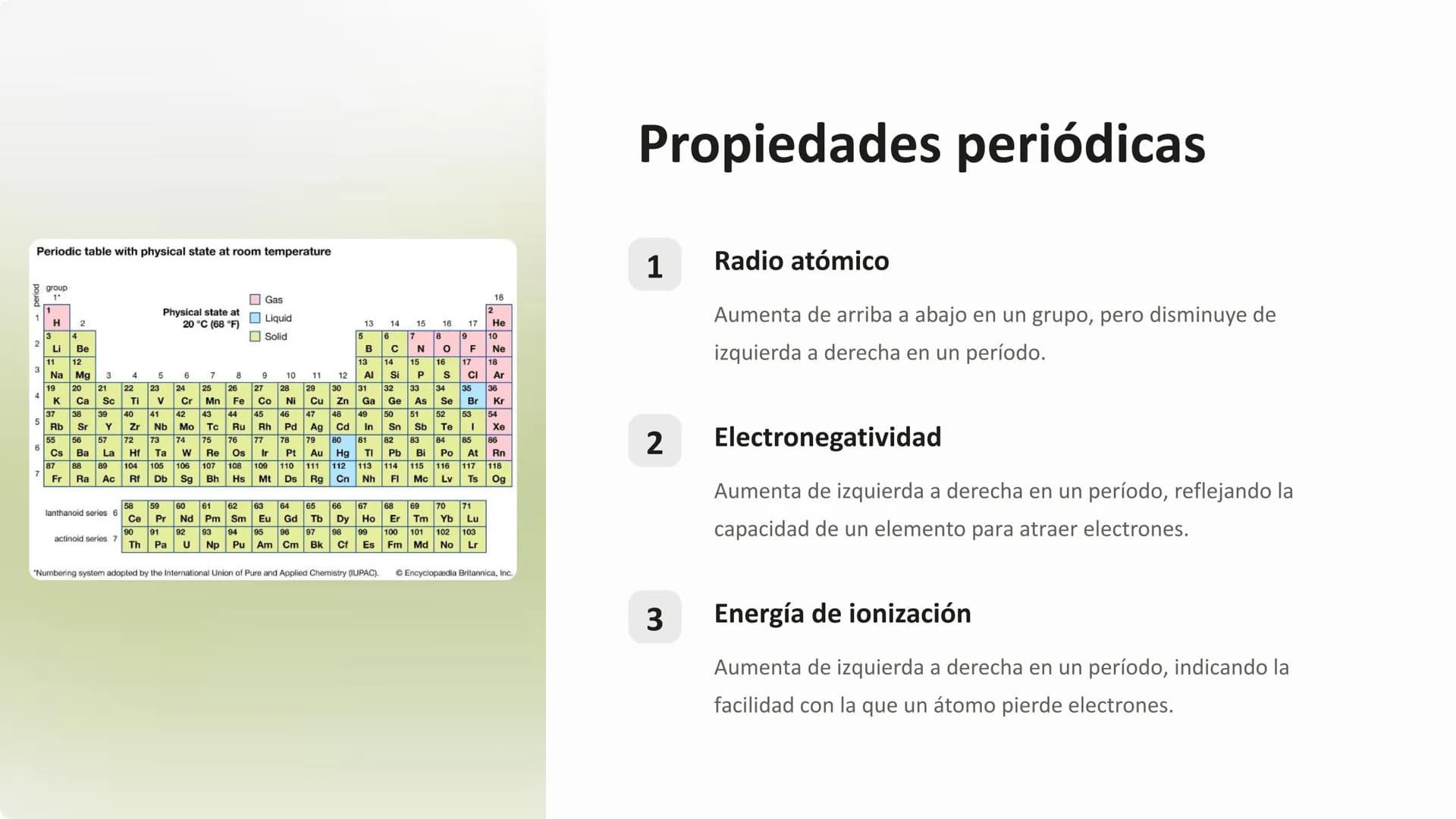 la tabla periódica
La tabla periódica es una representación organizada de los elementos
químicos, ordenados por sus propiedades atómicas. Es