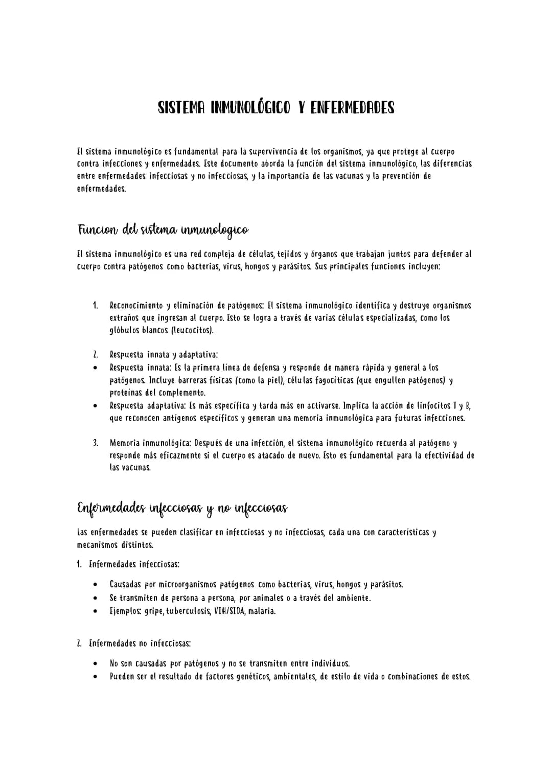 Sistema inmunológico y enfermedades