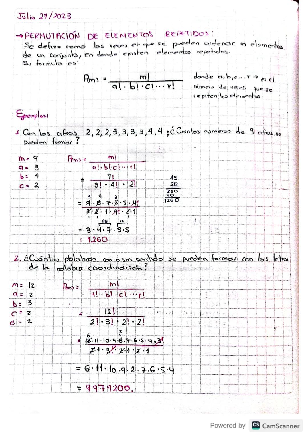 # PERMUTACIONES

Una permutación es el total de ordenaciones que se pueden hacer
Con todos los elementos de un conjunto (m).

Para calcular 