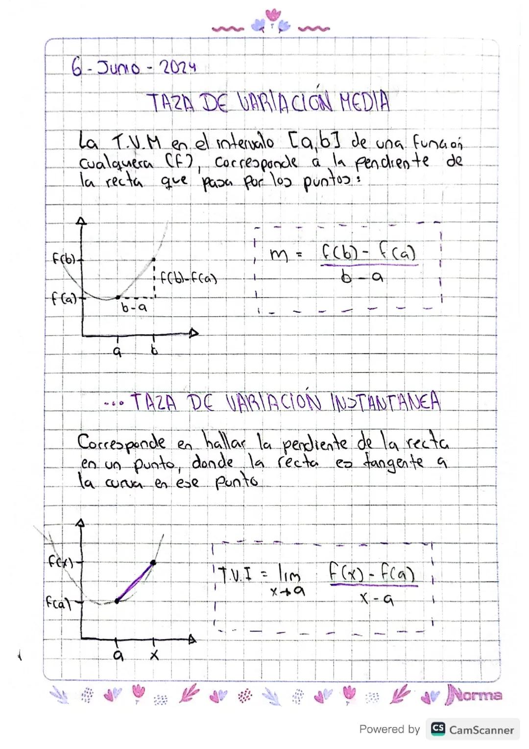 Tasa de variación media e instantanea 