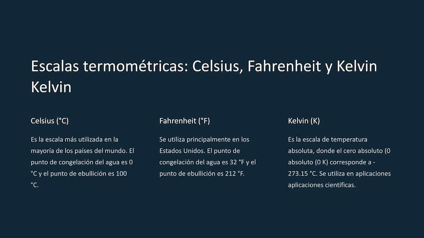 la temperatura y el
calor
La temperatura y el calor son conceptos
relacionados que describen la energía térmica de
un objeto o sistema. La t