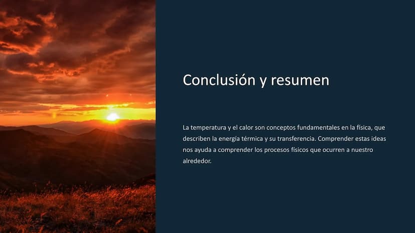 la temperatura y el
calor
La temperatura y el calor son conceptos
relacionados que describen la energía térmica de
un objeto o sistema. La t