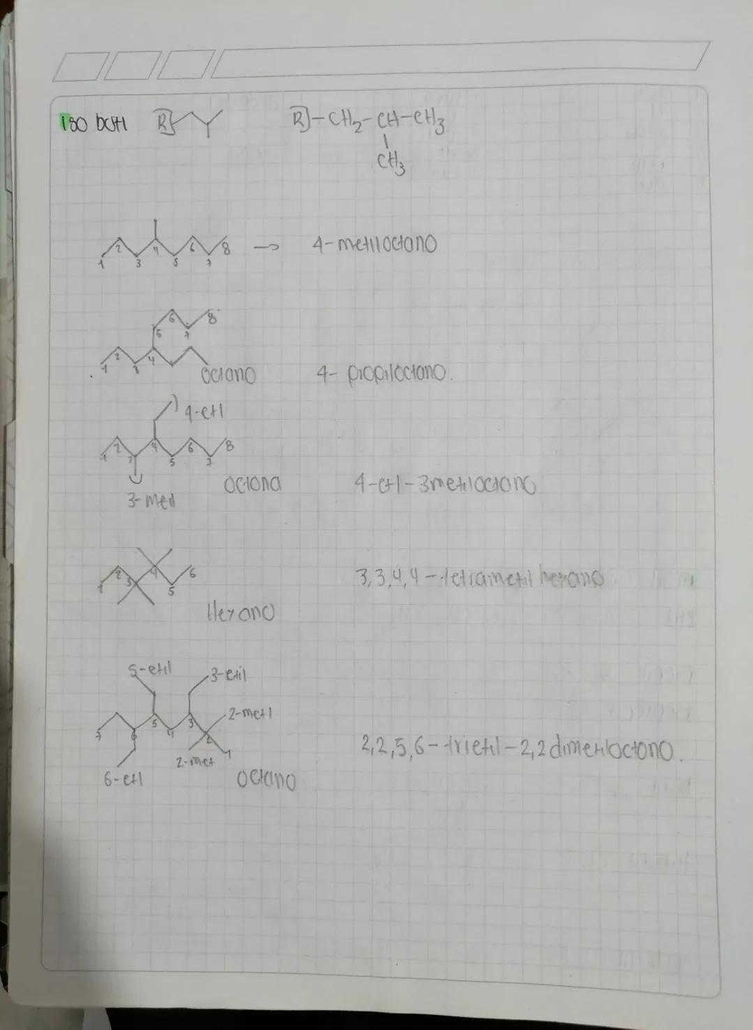- HIDROCARBUROS.
son compuestos que tienen carbono e hidrogeno.

alifaticos lineanes→ CH3-CH2-CH2-CH3

ramificados CH3-CH-CH3

CH3

Cielicos