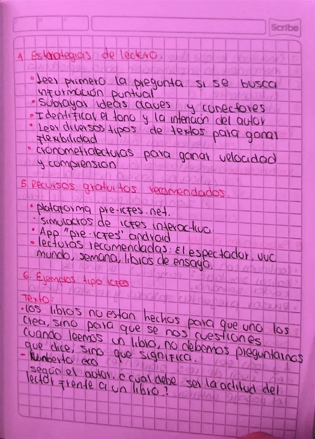 Scribe
2804 2025
Guia de preparación ictes saber 11
lectura critica
• Que evalua lectura critica en el tes.?
Evalua la capacidad de los estu