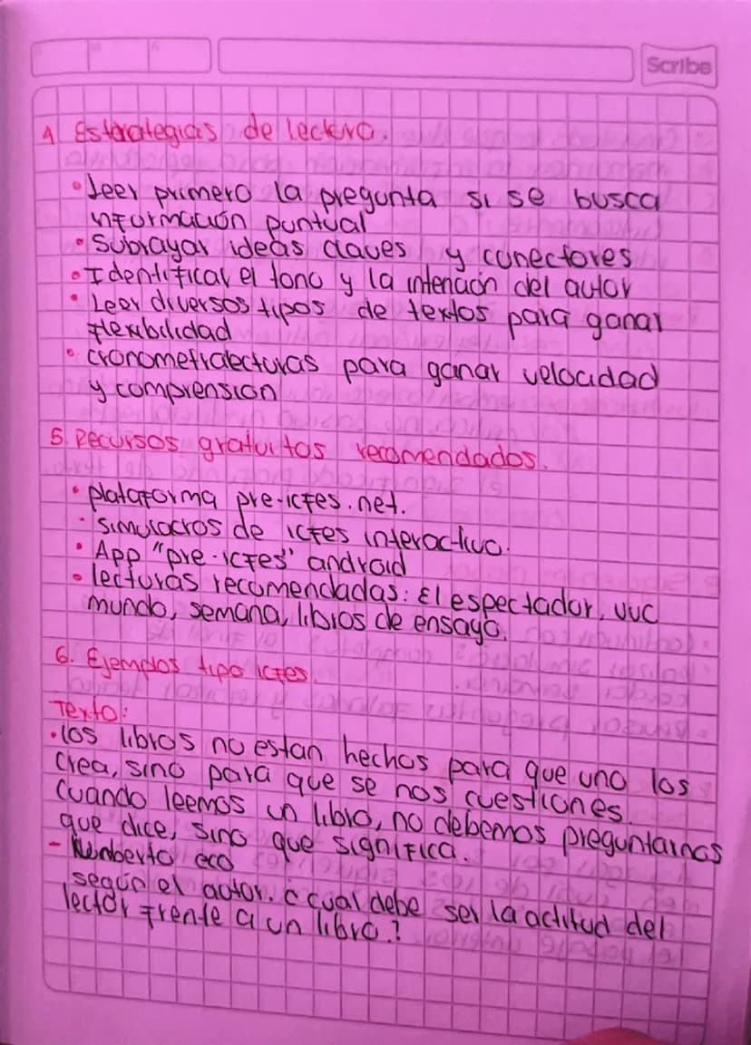 Scribe
2804 2025
Guia de preparación ictes saber 11
lectura critica
• Que evalua lectura critica en el tes.?
Evalua la capacidad de los estu