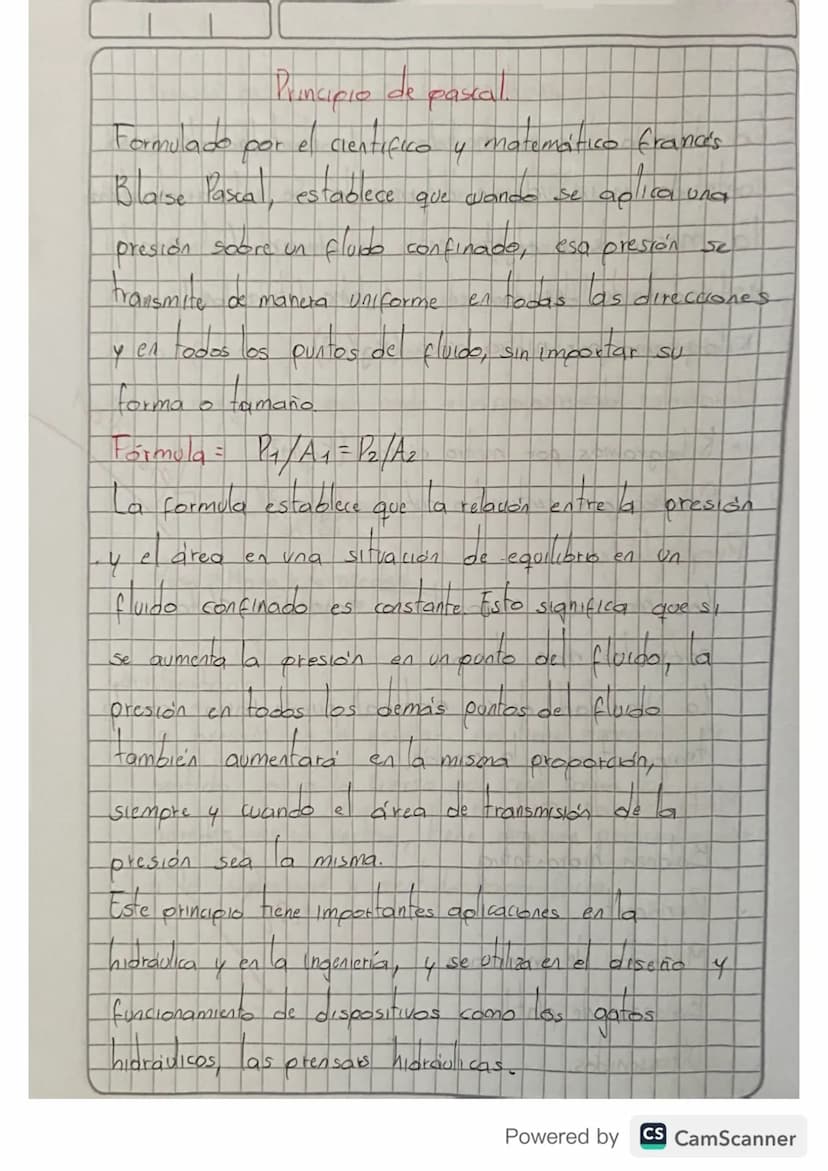 Formulado
por el
el cientifico
Principio de pascal.
4
matemático francés
Blaise Pascal, establece
stablece que cando se
aplica
Coluna
presió