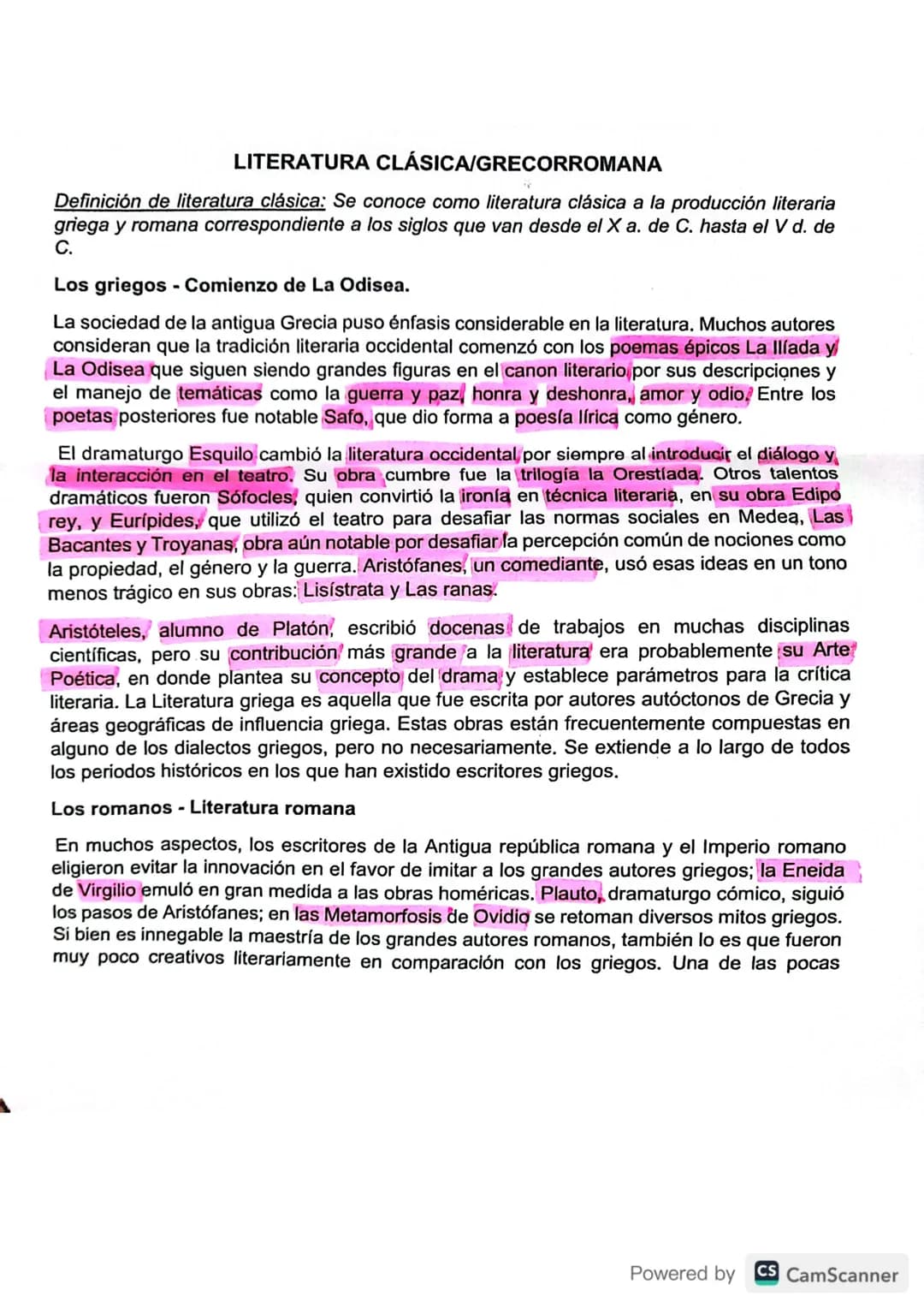 LITERATURA CLÁSICA/GRECORROMANA
Definición de literatura clásica: Se conoce como literatura clásica a la producción literaria
griega y roman