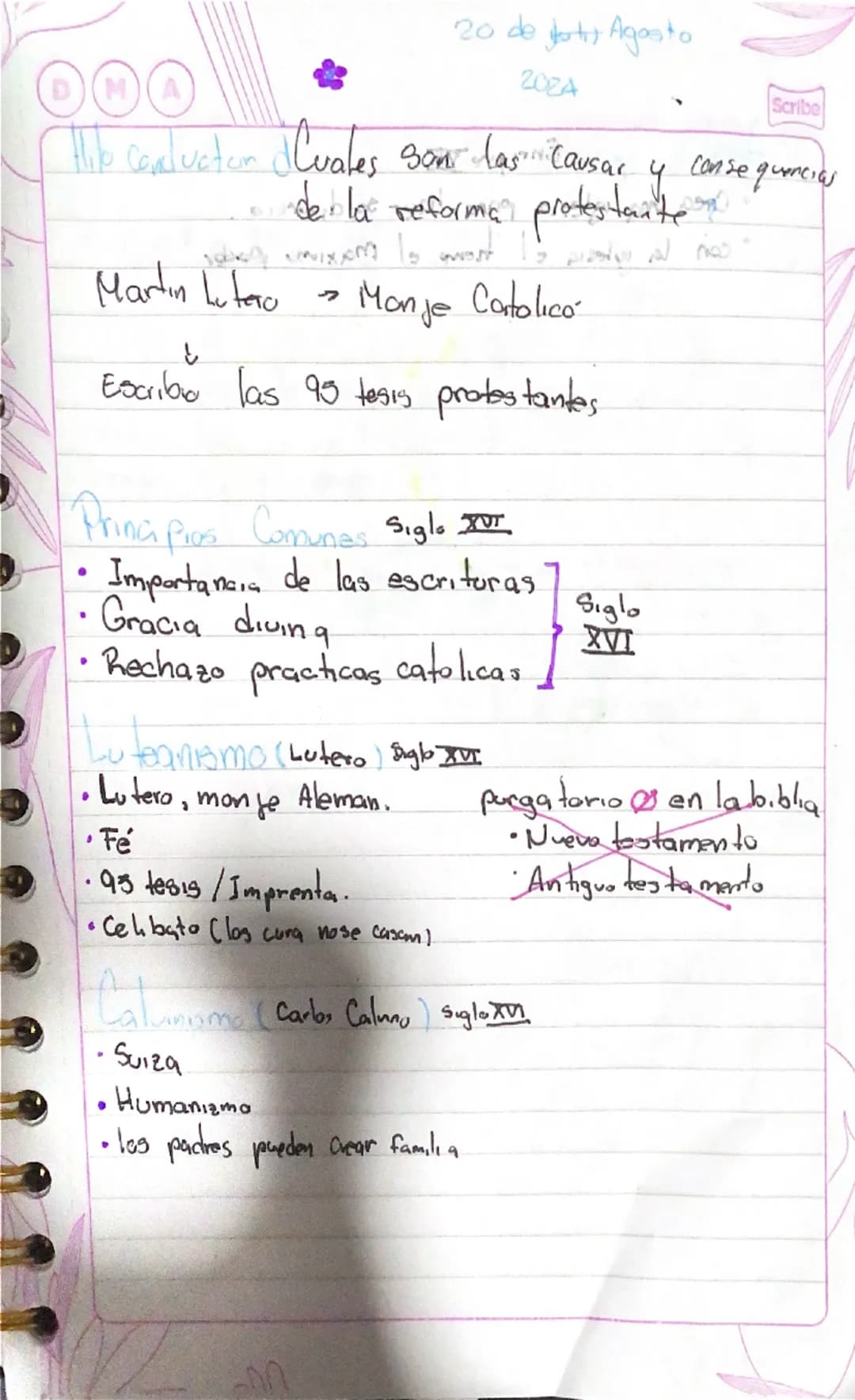 DM
20 de Agosto
2024
His Carluctor ¿Cuales son las causar
de la reforma protestante
Martin Lutero
ޔ
Monje Catolico
Scribe
consequencias
ox
E