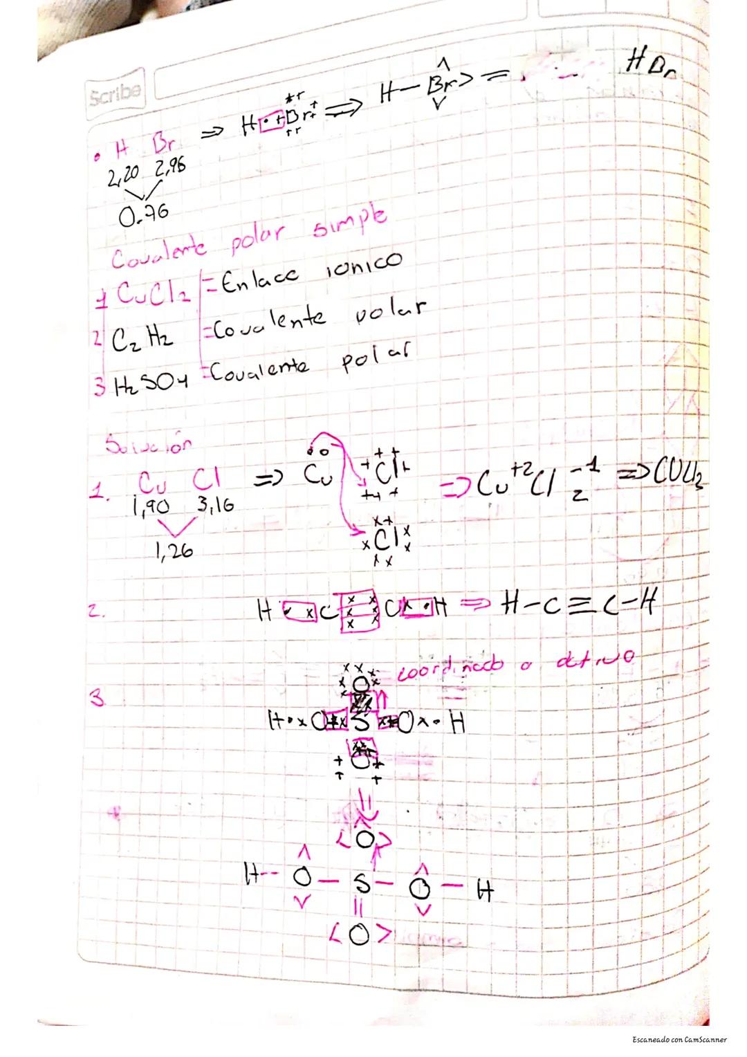 # Molución;

① Definición

En quimica un enlace covalente es
una ligazón que se produce entre dos
atomos no metalicos, cuando se unen
$y$ co
