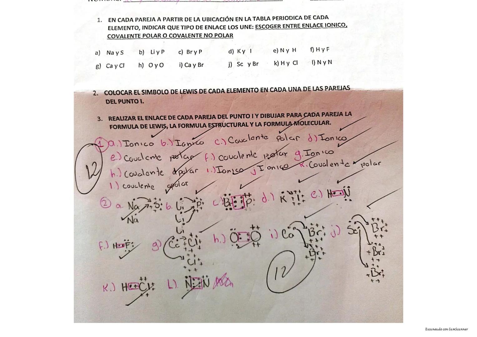 # Molución;

① Definición

En quimica un enlace covalente es
una ligazón que se produce entre dos
atomos no metalicos, cuando se unen
$y$ co
