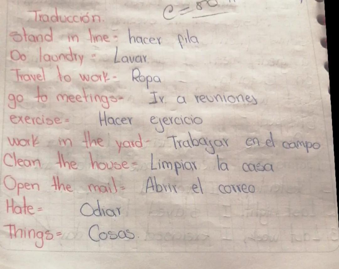 Vocabulario de actividades diarias 