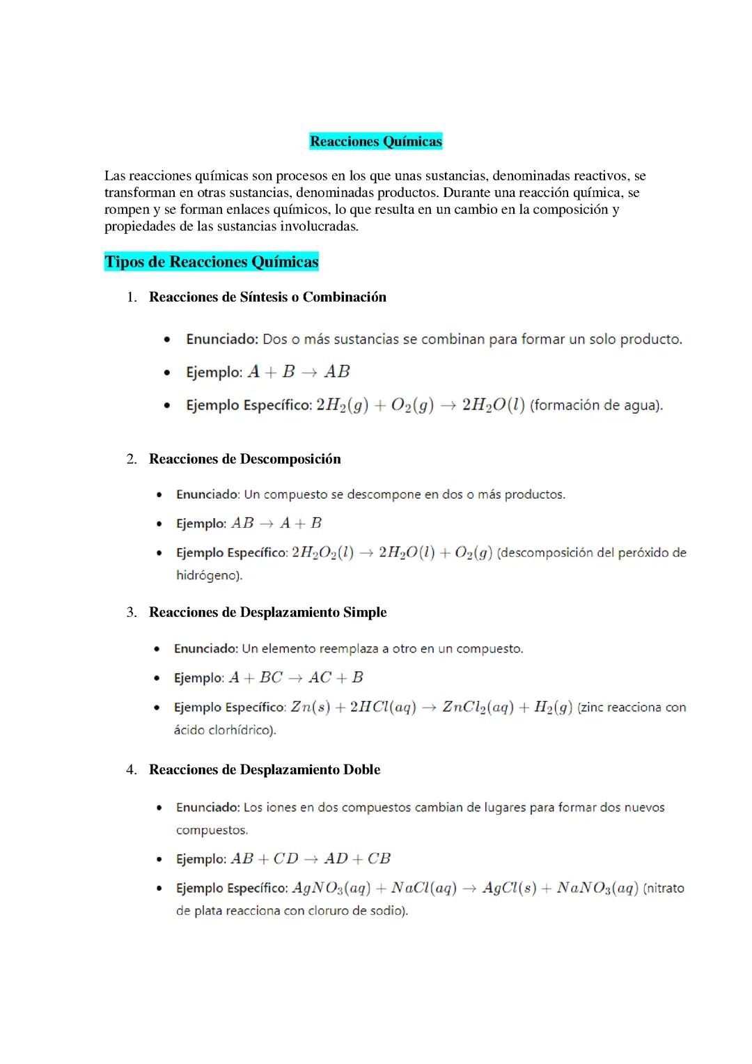 Reacciones Químicas