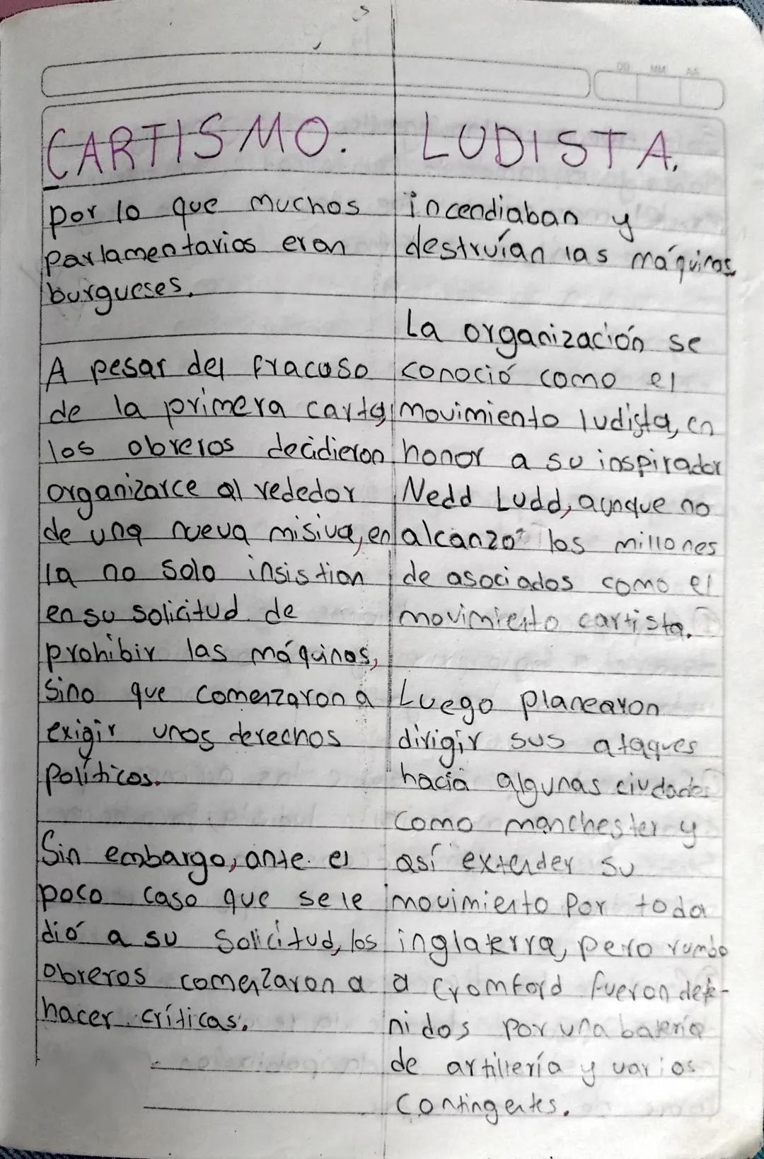MM
CARTISMO LUDISTA
Fue un movimiento de la fué un movimiento
reforma Social y política obrero que adquirió
en el reino unido, que se auge e