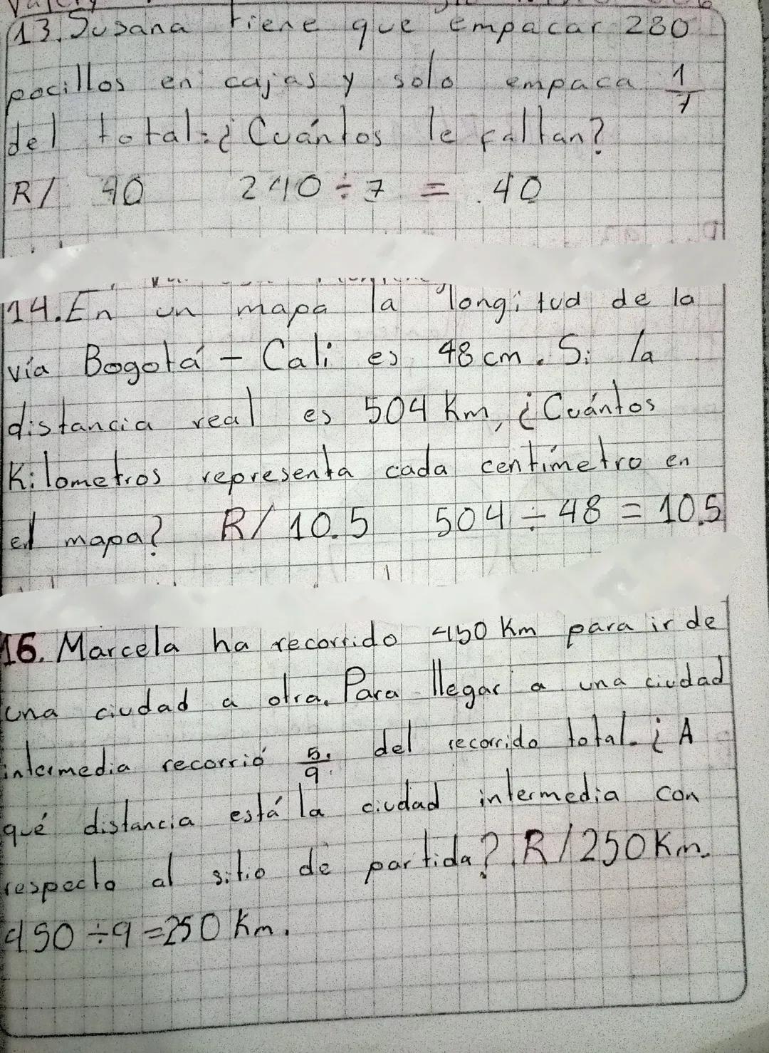 parte coloreada: $\frac{5}{16}$

1.h parte coloreada: $\frac{2}{5}$

parte no coloreada $\frac{3}{5}$

D.Escribe una situación que se repres