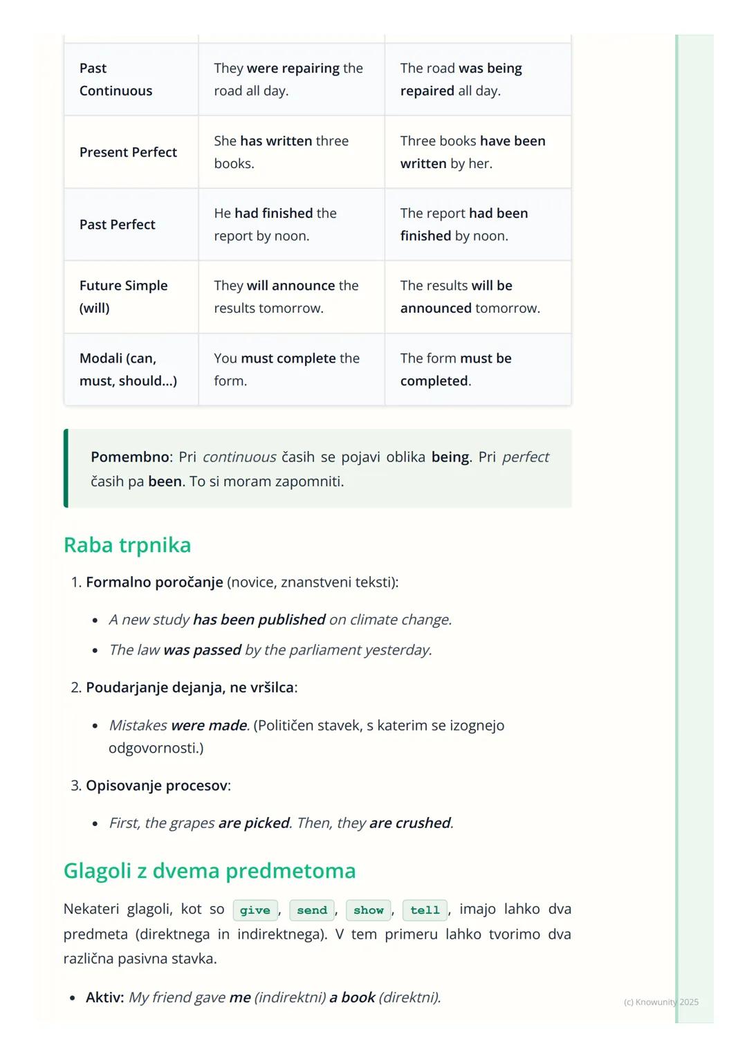 # Trpnik (Passive Voice)

Uvod v trpnik (Passive voice)

Trpnik ali pasiv je glagolska oblika, pri kateri osebek ni vršilec dejanja, ampak
j