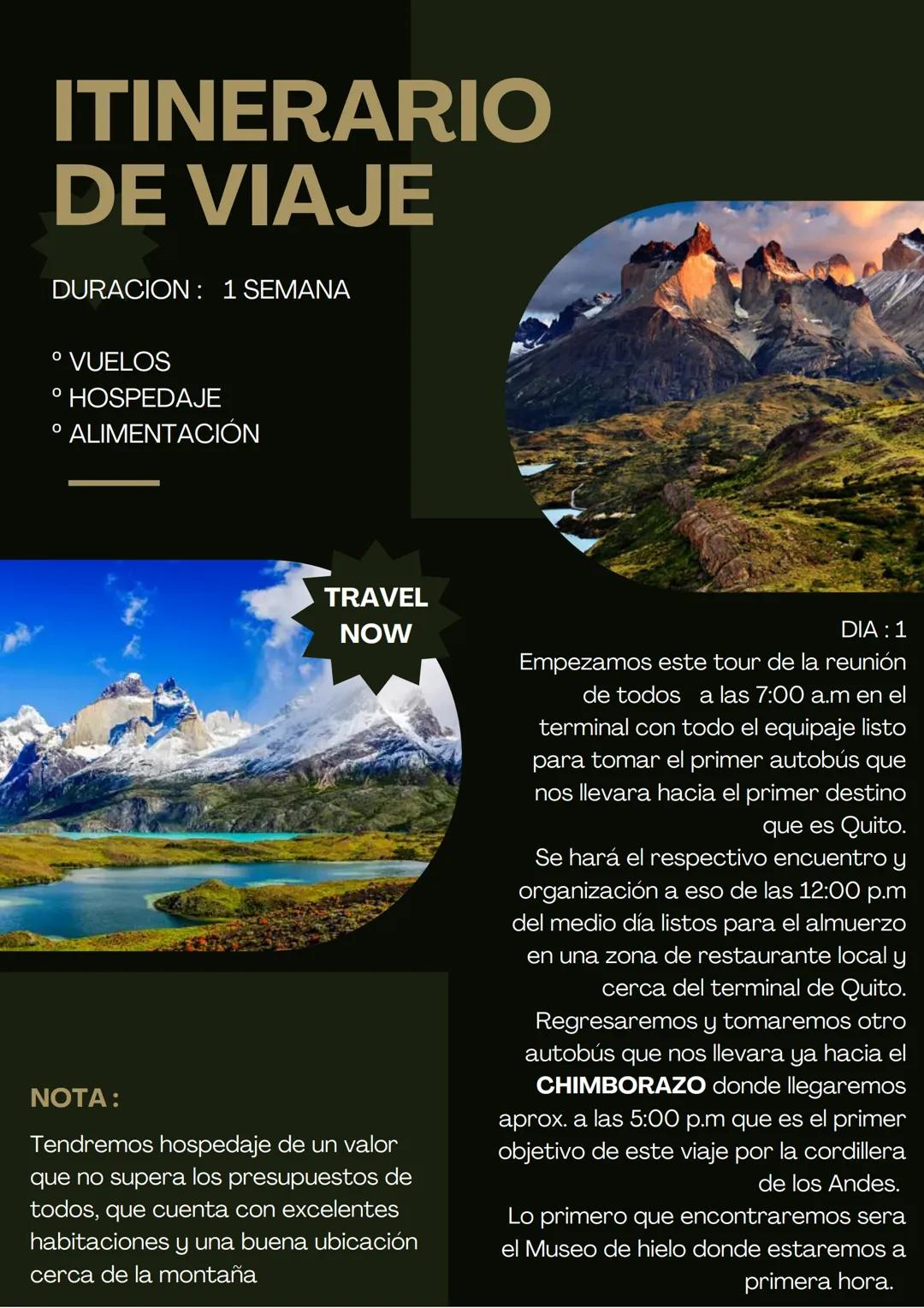 ROLLING TRIP
POR AMERICA

CORDILLERA
DE
LOS ANDES

UN VIAJE HIPOTÉTICO POR LA
REGIÓN ANDINA, VISITANDO UN PAIS
COMO OBJETIVO PRINCIPAL, PERO