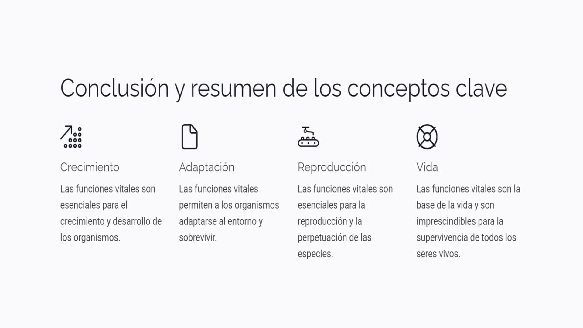 Introducción a las
funciones vitales
Las funciones vitales son procesos esenciales que permiten a los seres vivos
mantener la vida y perpetu