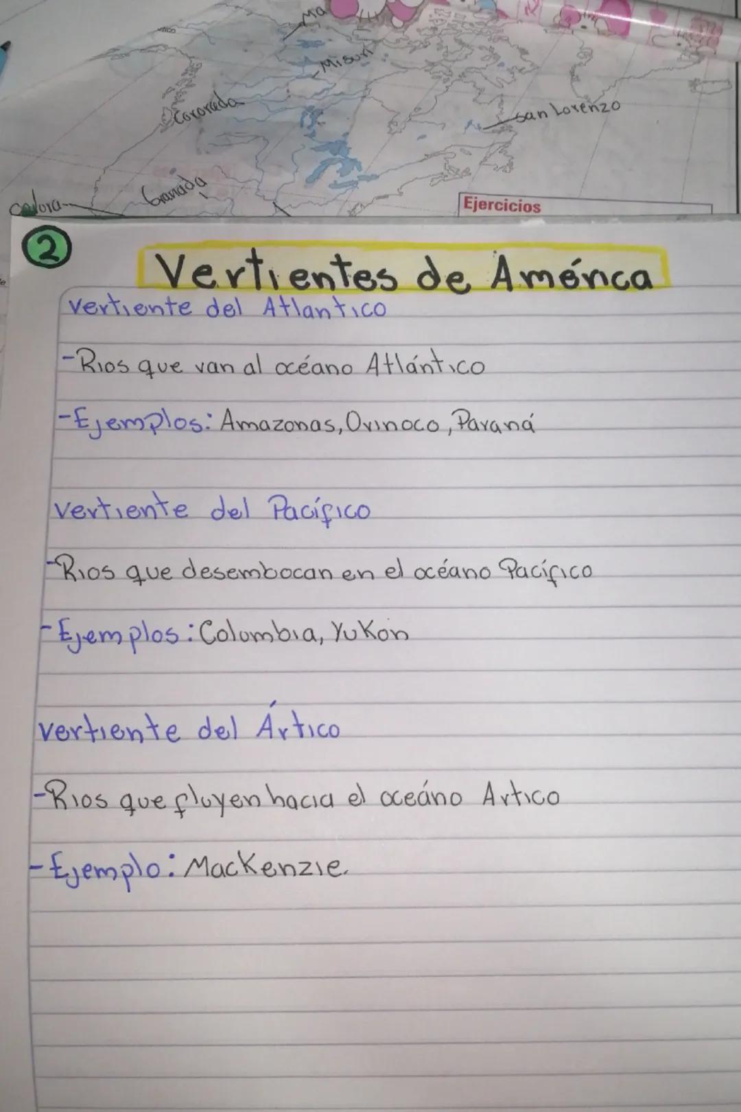 Ma

Coxorada

Misuri

San Lorenzo

Colora

Granada

Ejercicios

②

Vertientes de Aménca

vertiente del Atlantico

-Rios que van al océano At