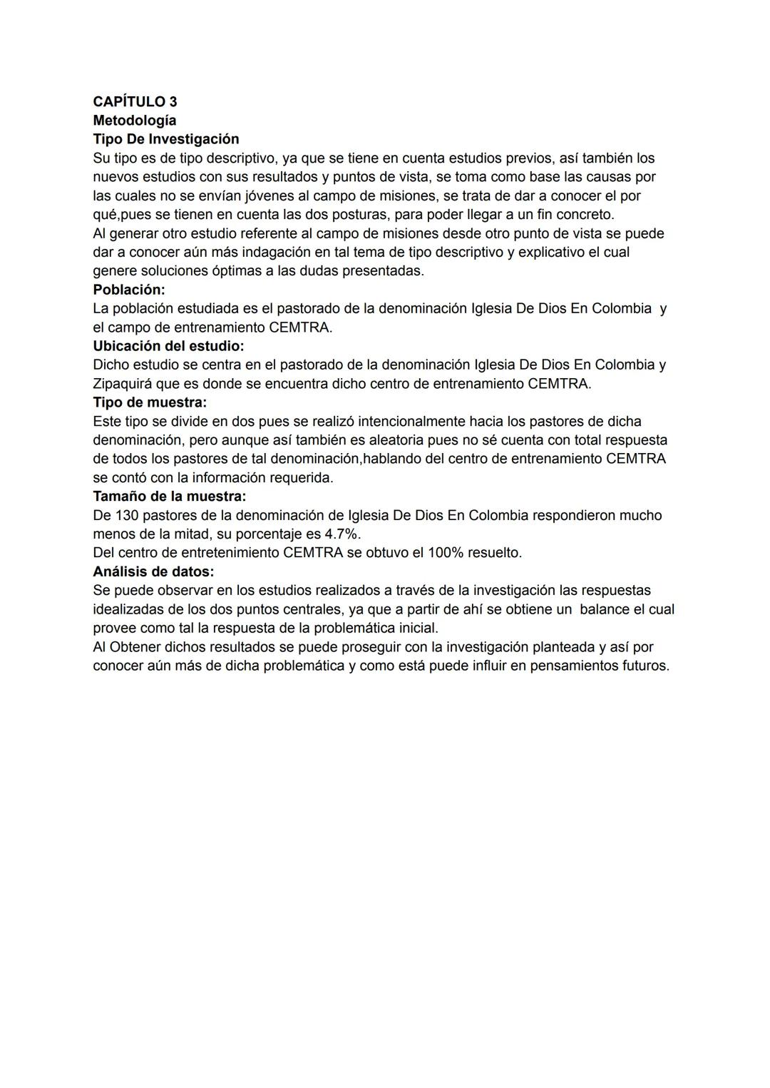 # CAPÍTULO 1: PLANTEAMIENTO DEL PROBLEMA
PREGUNTA DE INVESTIGACIÓN
¿Están los pastores del IDD apoyando al centro de entrenamiento CEMTRA?
I