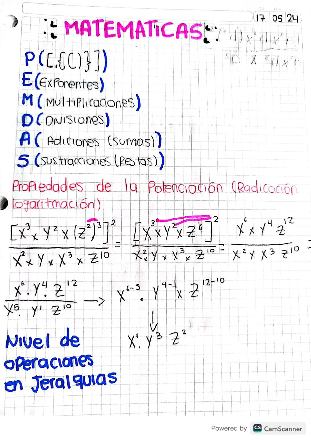Propiedades de la radiación, logaritmacion,portenciacion