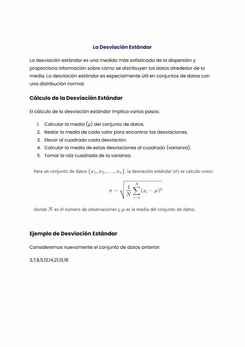 Medidas de dispersión: rango y desviación estándar
Las medidas de dispersión son fundamentales en estadística porque nos
permiten comprender