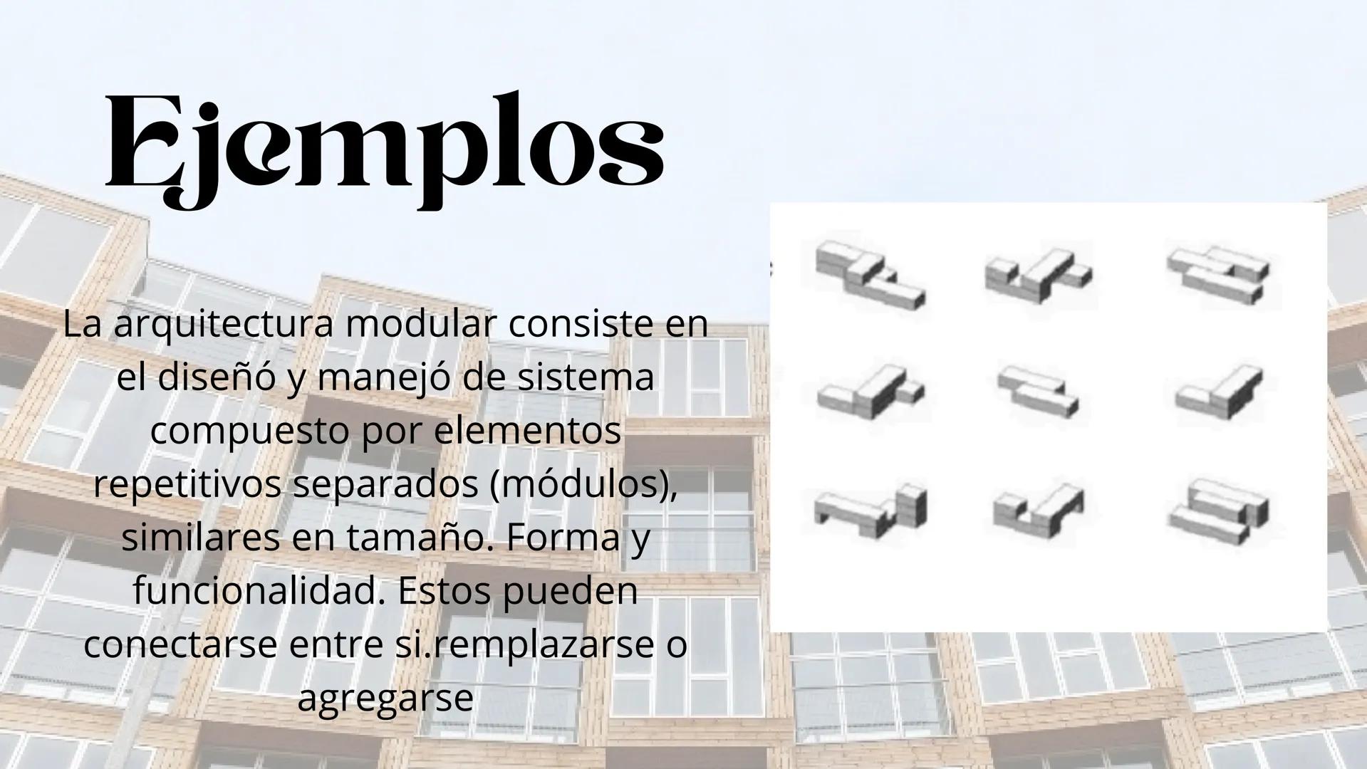 # Índice

*   Introducion
*   Historia de la
arquitectura modula
*   Carateristicas
*   Ejemplos
*   Conclusiones # Introducción

La arquite