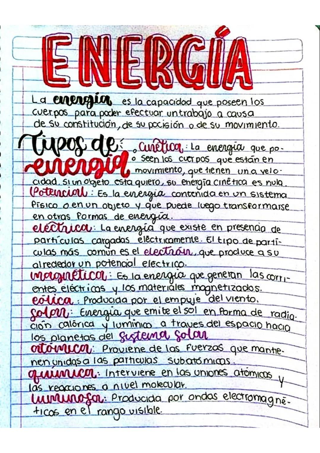 ENERGÍA
La energia es la capacidad que poseen los
Cuerpos para poder efectuar untrabajo a causa
de su constitución, de su pocisión o de su m