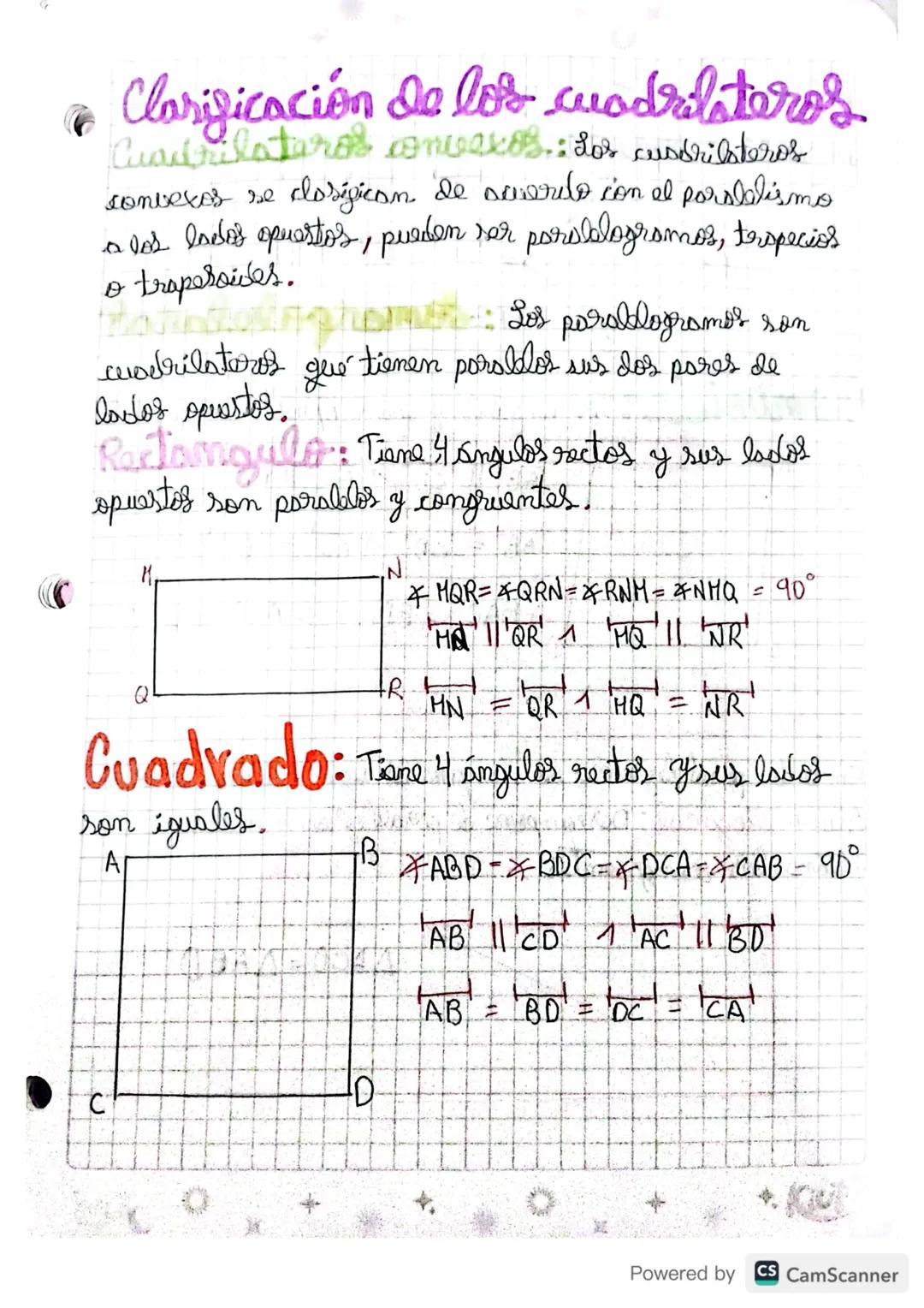 # CUADRILATERO: Es un poligono an
4 Isles, 4 seértices, 4 angulos internes, Yangules externes,
2 diagonsles,


Lados spuestos: Son Aguilles 