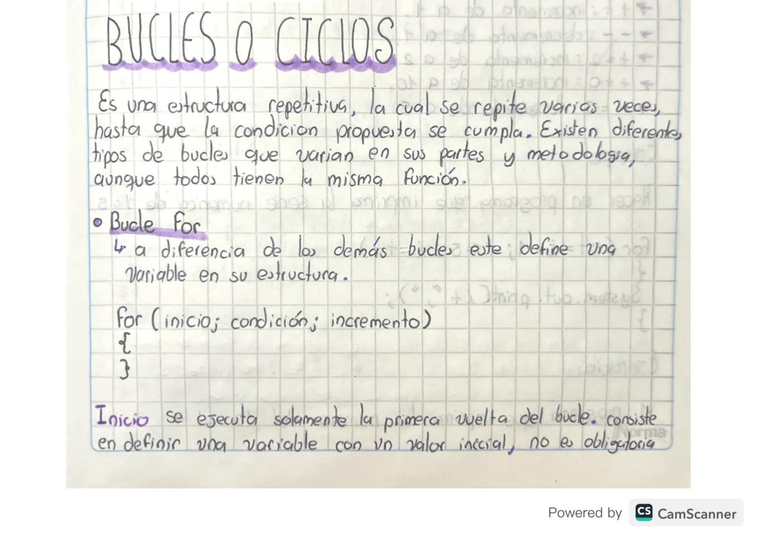 BUCLES O CICIOS
Es una estructura repetitiva, la cual se repite varias veces,
hasta que la condicion propuesta se cumpla. Existen diferente,