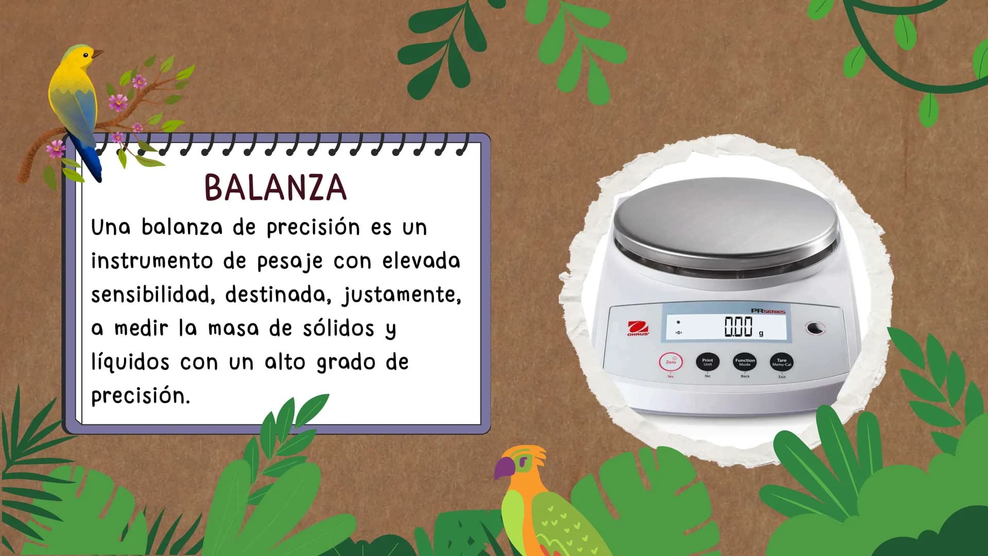 Daniela G
K
Material de
laboratorio CHAUS
Materiales
BALANZA DE PRESION
HIDRAULICA
TERMÓMETRO
M 斤
BALANZA
Una balanza de precisión es un
ins