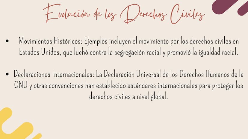 Derechos Civiles ¿Qué son los Derechos Civiles?
Los derechos civiles son derechos básicos y fundamentales
que garantizan la igualdad de toda
