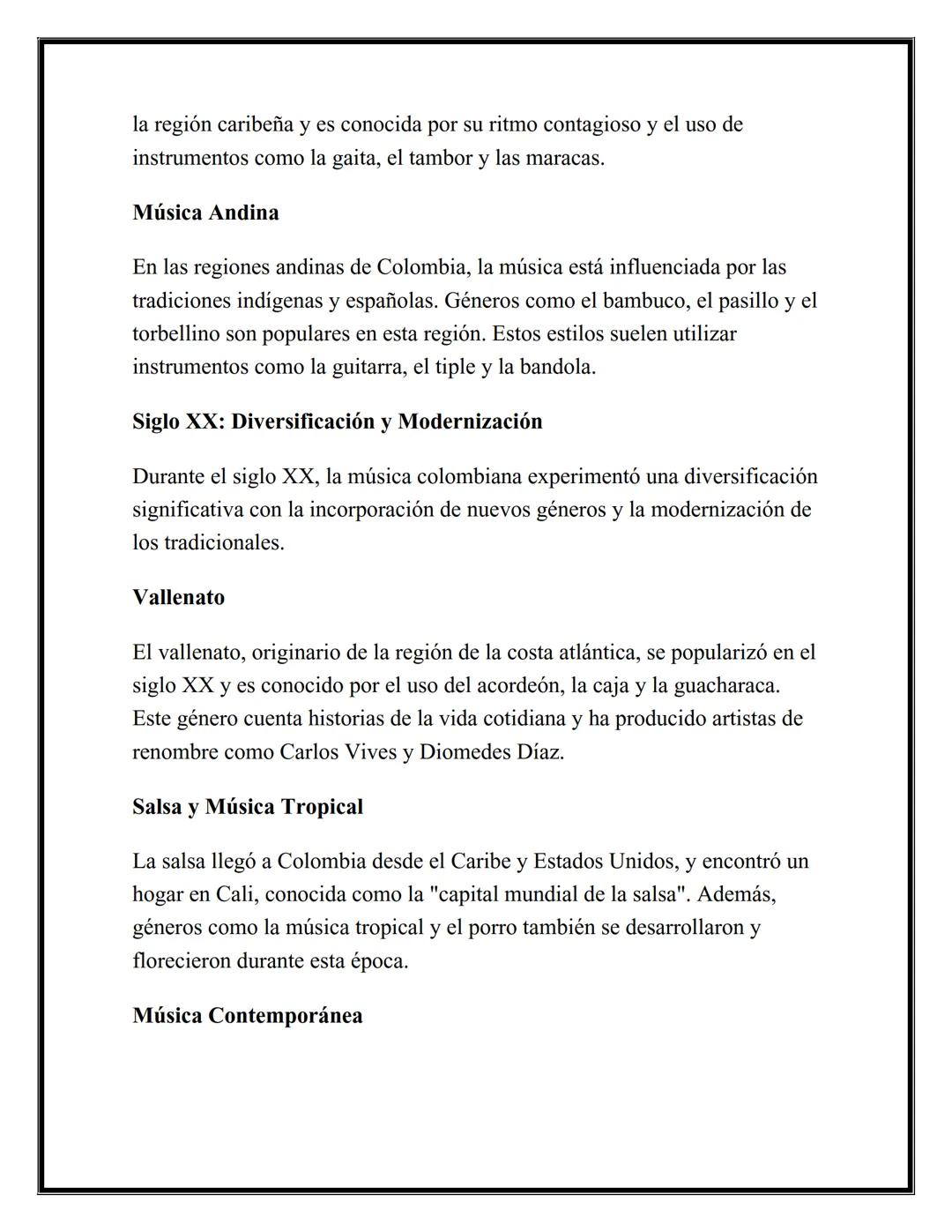 Historia de la Música en
Colombia
Introducción
La música en Colombia es un reflejo de su rica diversidad cultural y
geográfica. La historia 