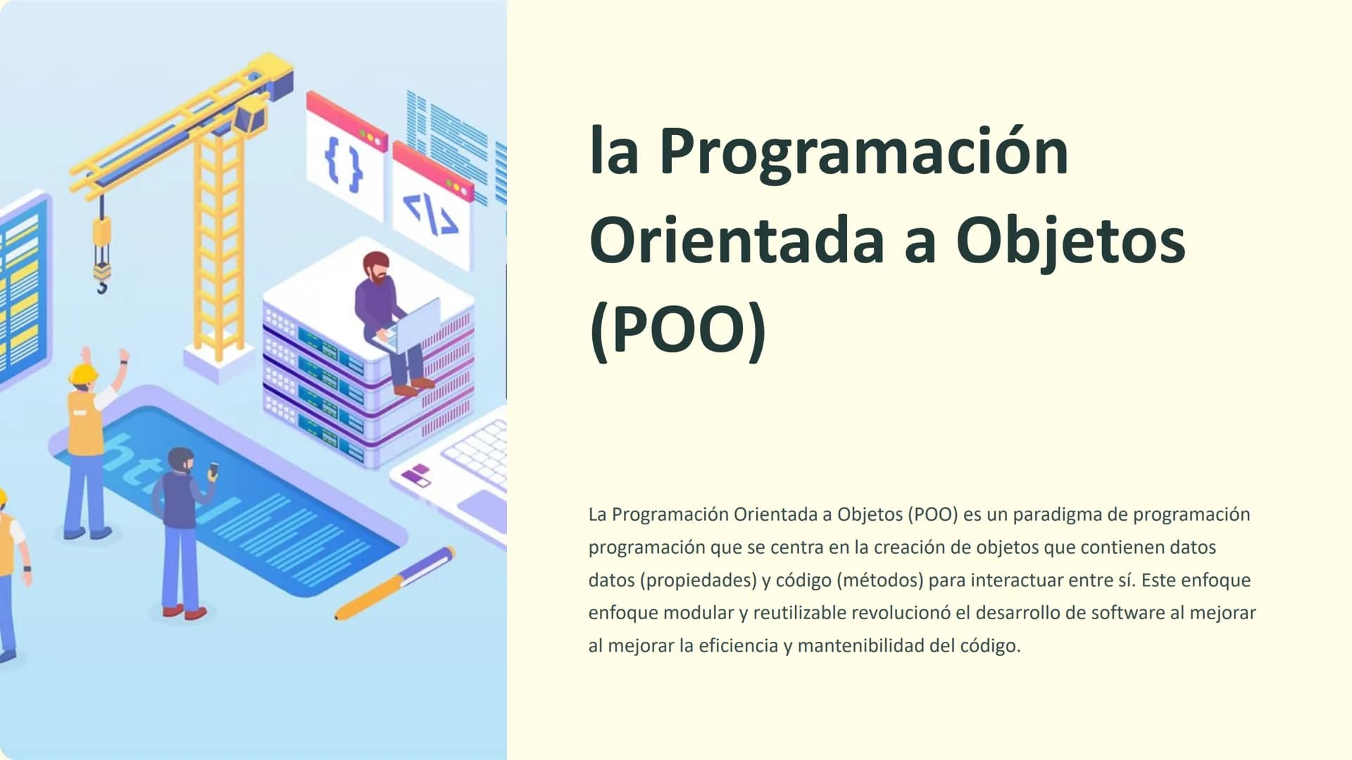 E
{}
دا؟
la Programación
Orientada a Objetos
(POO)
La Programación Orientada a Objetos (POO) es un paradigma de programación
programación qu