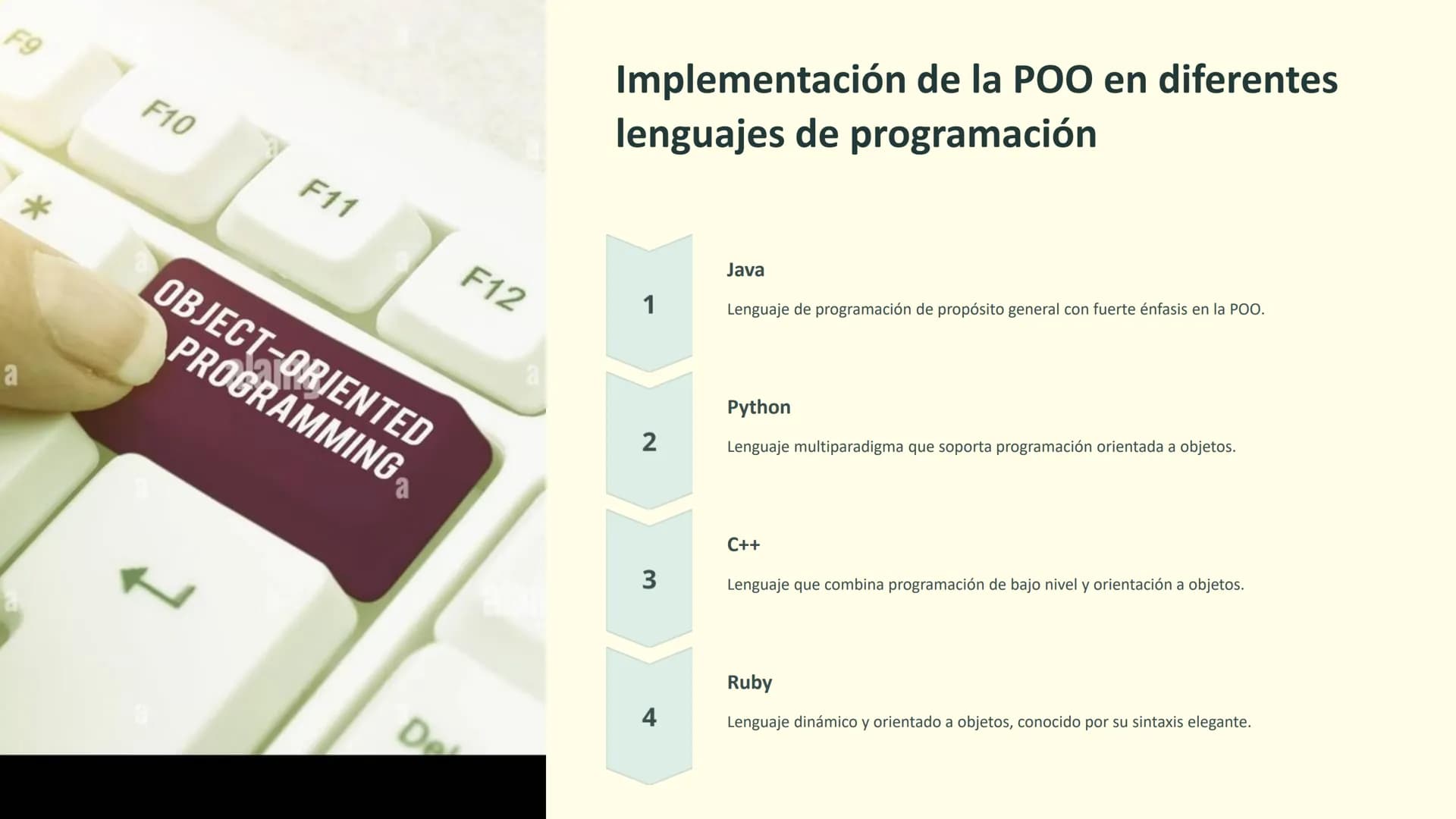 E
{}
دا؟
la Programación
Orientada a Objetos
(POO)
La Programación Orientada a Objetos (POO) es un paradigma de programación
programación qu