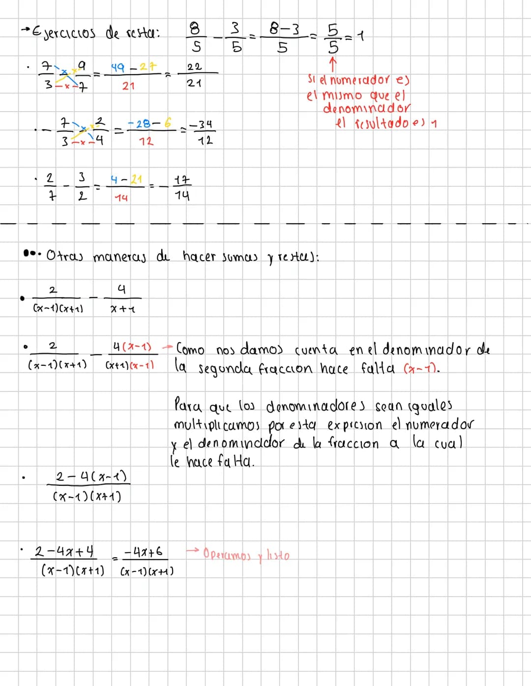 •Suma:
OPERACION DE FRACCIONES
a numerador
bdenominador
→ Con los mismos denominadores:
•
3 5 8
+
4
27412=2
4
4
8/2=4
=
4
.8 2=2
1
→
Simplem