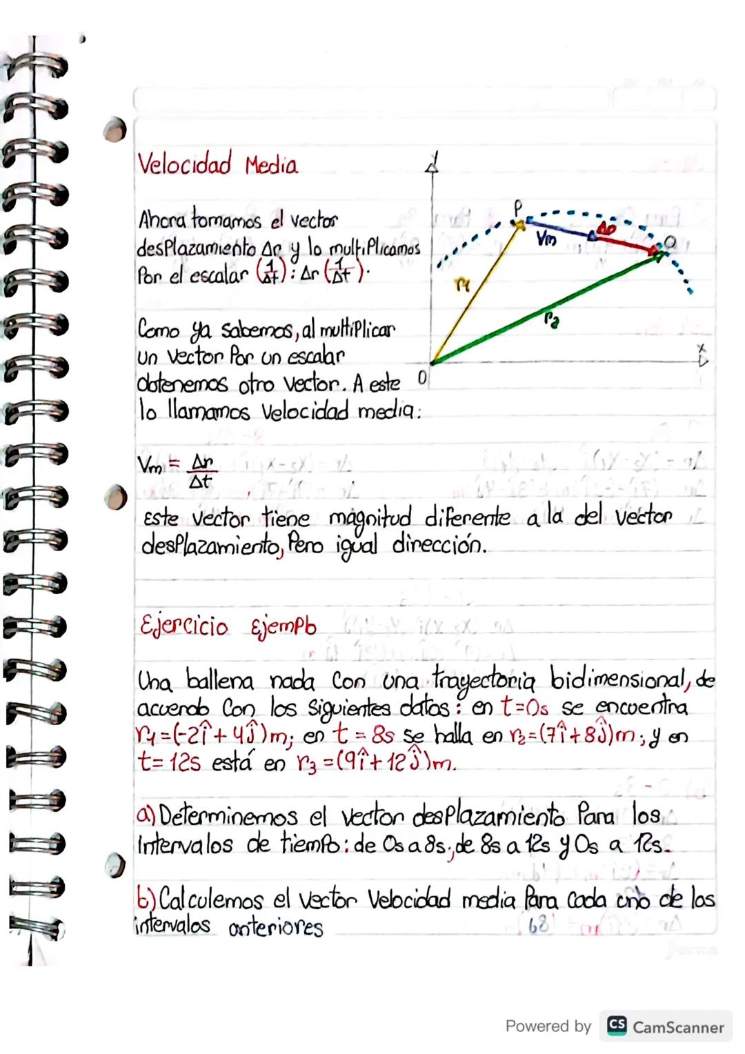 # Velocidad Media

Ahora tomamos el vector
desplazamiento $\Delta r$ y lo multiplicamos
Por el escalar $(\frac{1}{\Delta t})$: $\Delta r$ $(