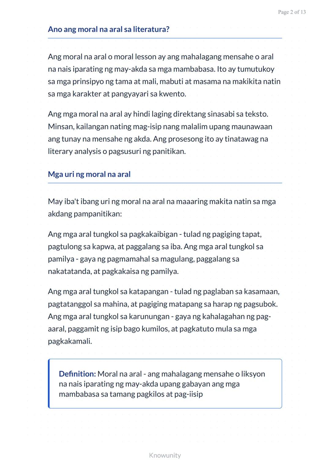 # Pagsusuri ng mga Aral sa Piling Akdang Pampanitikan

Pag-aaral kung paano hanapin at unawain ang mga moral na aral sa literatura

## Mga L