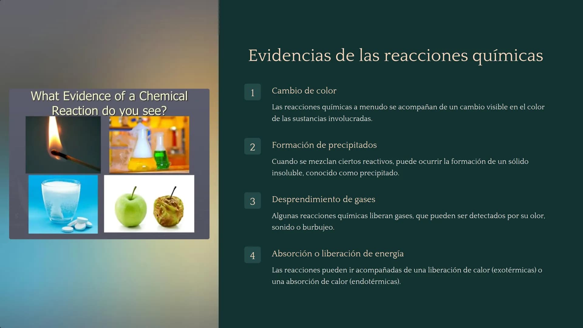 山
Reacciones químicas:
Evidencias, ecuaciones químicas,
balanceo por el método del ion-
electrón
Exploraremos las reacciones químicas, desde