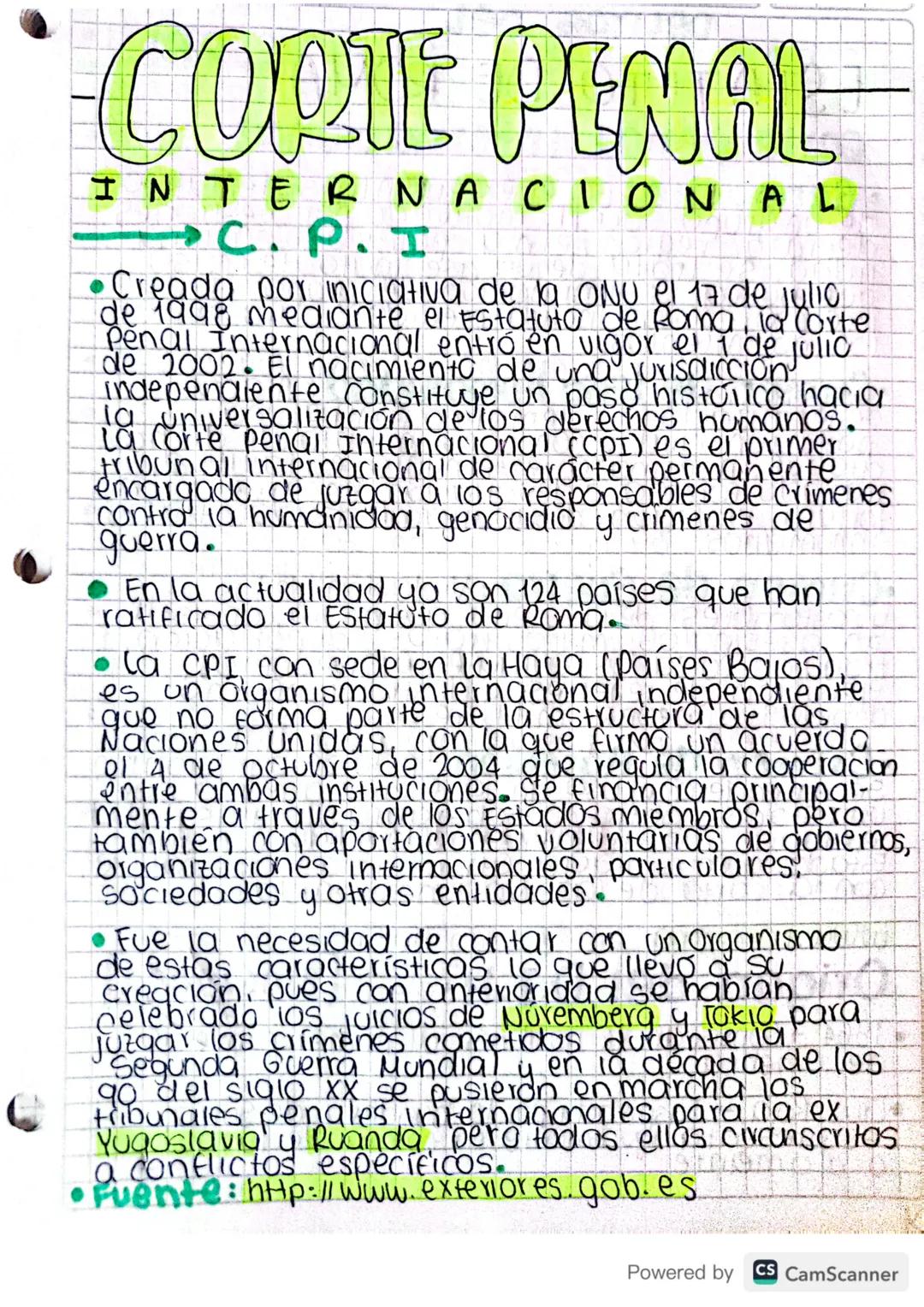 # CORTE PENAL

INTERNACIONAL

•Creada por iniciativa de la ONU el 17 de julio
de 1998 mediante el Estatuto de Roma, la Corte
Penal Internaci