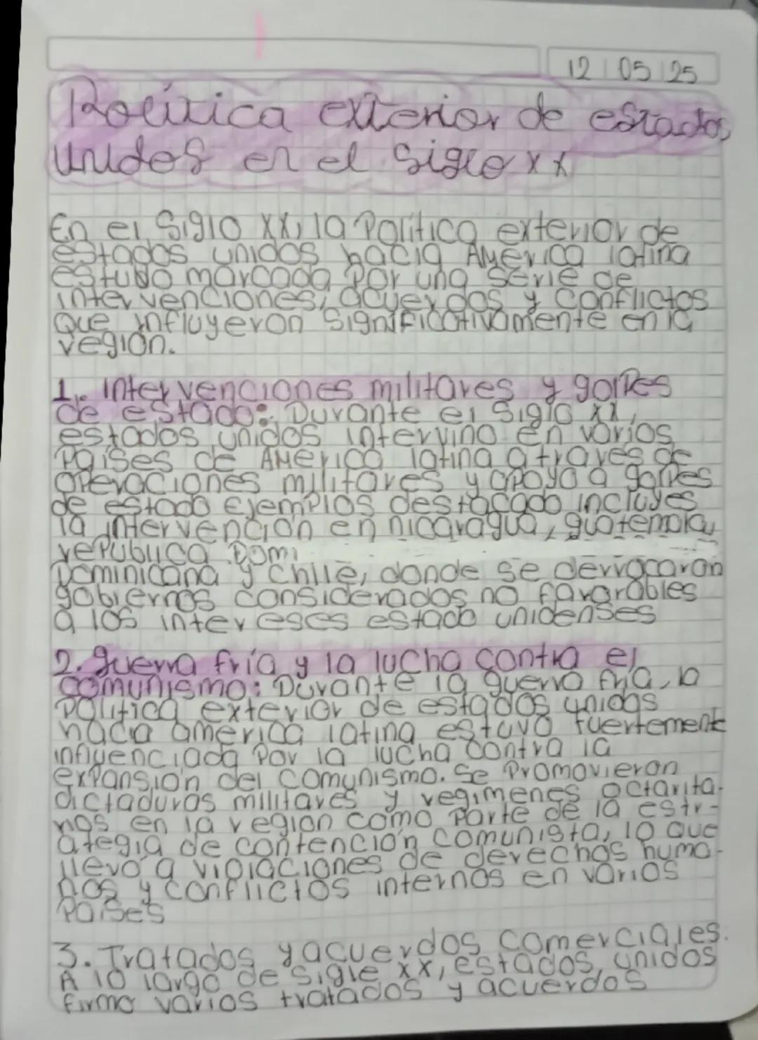 12/05/25
Política exterior de estados
Unidos en el siglo XX
En el siglo XX, la Política exterior de
estados Unidos hacia América Latina
estu