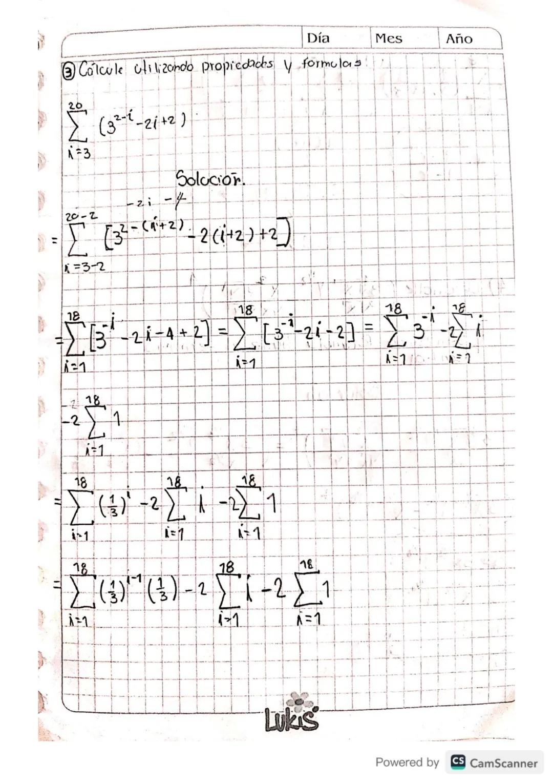 Día Mes Año

$=\sum_{i=1}^{68} \frac{2}{3^{10}} (\frac{1}{81})^{i-1} (\frac{1}{3^4}) = \sum_{i=1}^{68} \frac{2}{3^{14}} (\frac{1}{81})^{i-1}