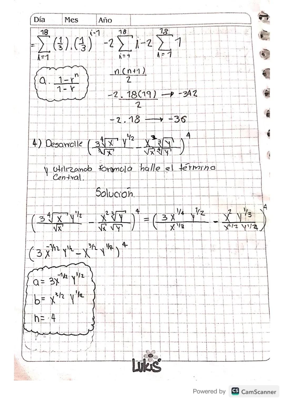 Día Mes Año

$=\sum_{i=1}^{68} \frac{2}{3^{10}} (\frac{1}{81})^{i-1} (\frac{1}{3^4}) = \sum_{i=1}^{68} \frac{2}{3^{14}} (\frac{1}{81})^{i-1}