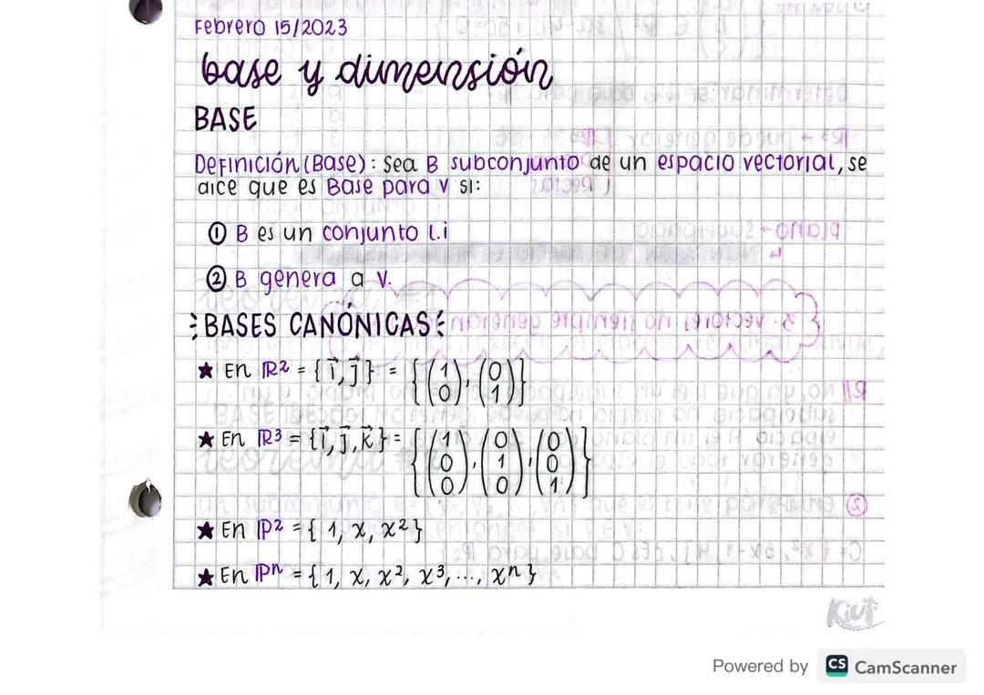 Matemáticas grado 11 - Base y Dimensión