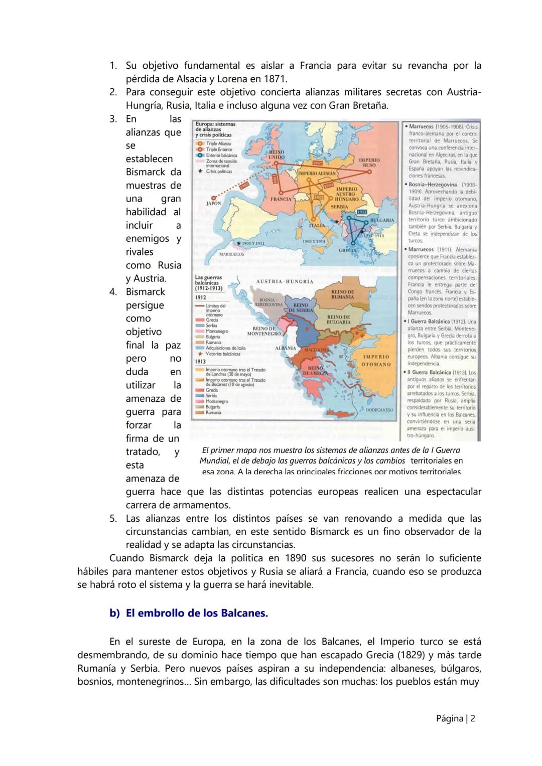 6.
La I Guerra Mundial.
El desarrollo del nacionalismo/imperialismo de las potencias europeas va a ser el
causante general de la Gran Guerra