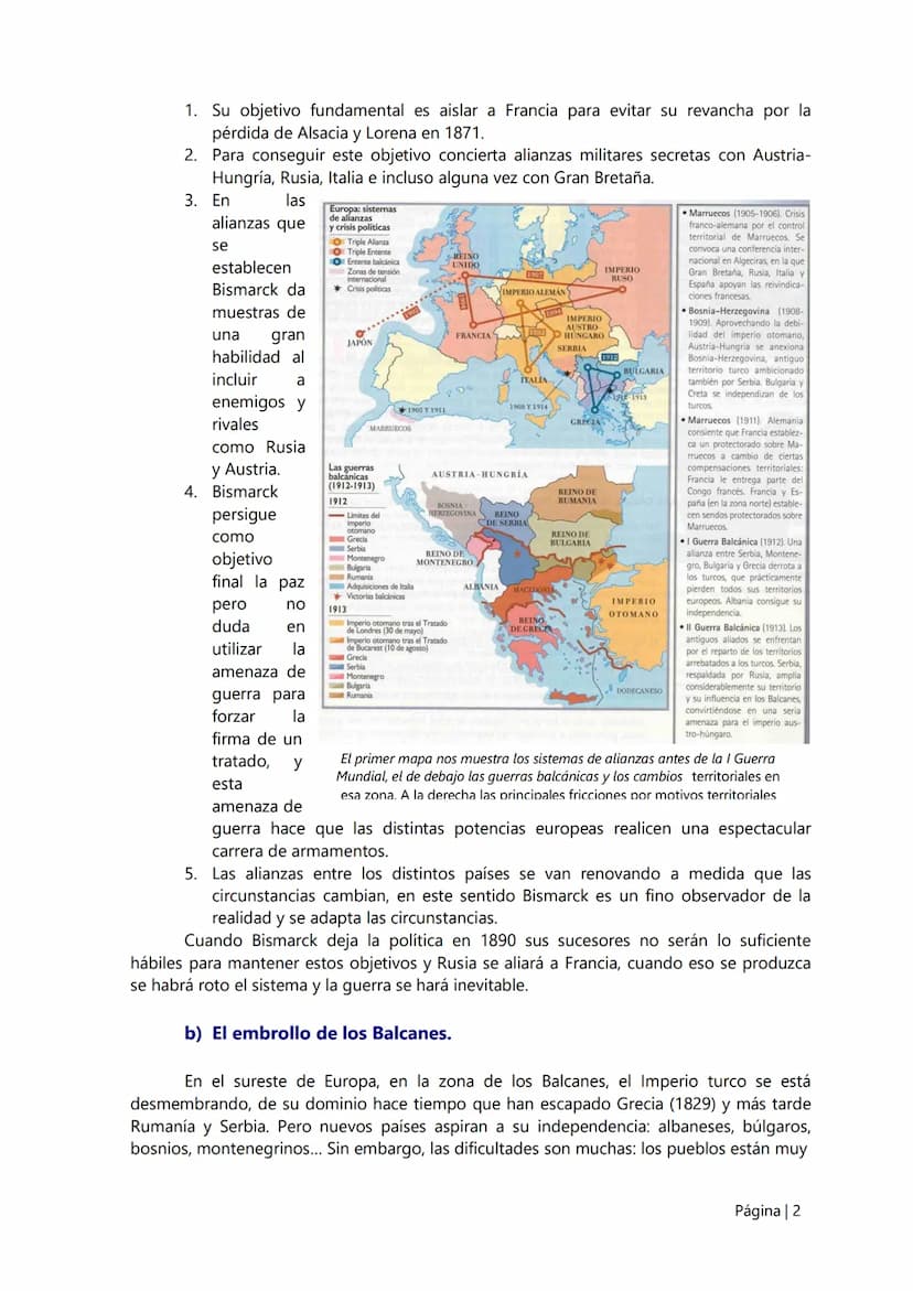 6.
La I Guerra Mundial.
El desarrollo del nacionalismo/imperialismo de las potencias europeas va a ser el
causante general de la Gran Guerra