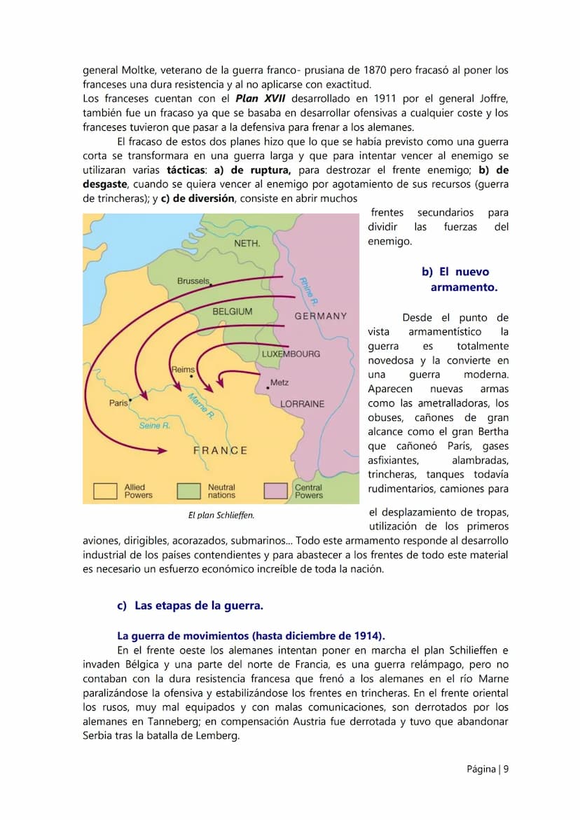 6.
La I Guerra Mundial.
El desarrollo del nacionalismo/imperialismo de las potencias europeas va a ser el
causante general de la Gran Guerra